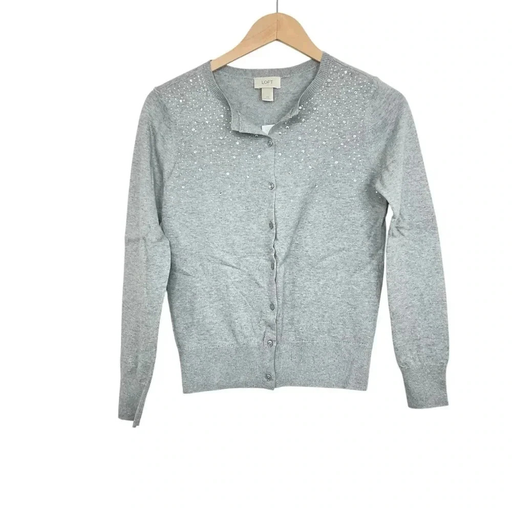 Ann Taylor Loft Gray Button Front Cardigan Size XS